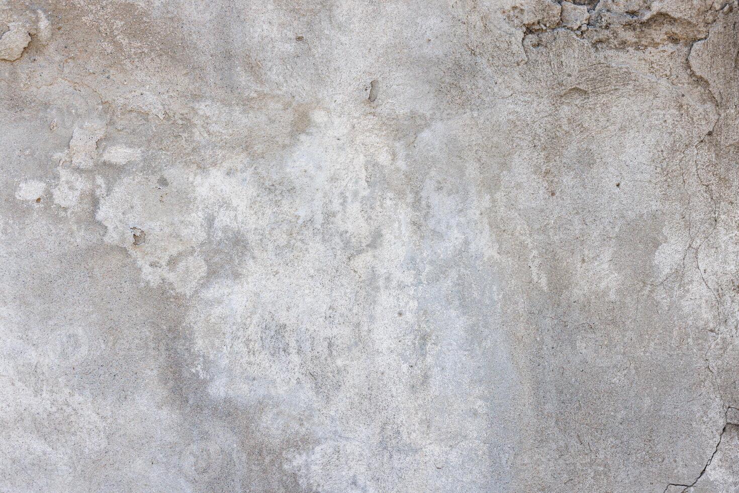 scratched shabby old whitewash on concrete wall texture and flat full-frame closeup background photo