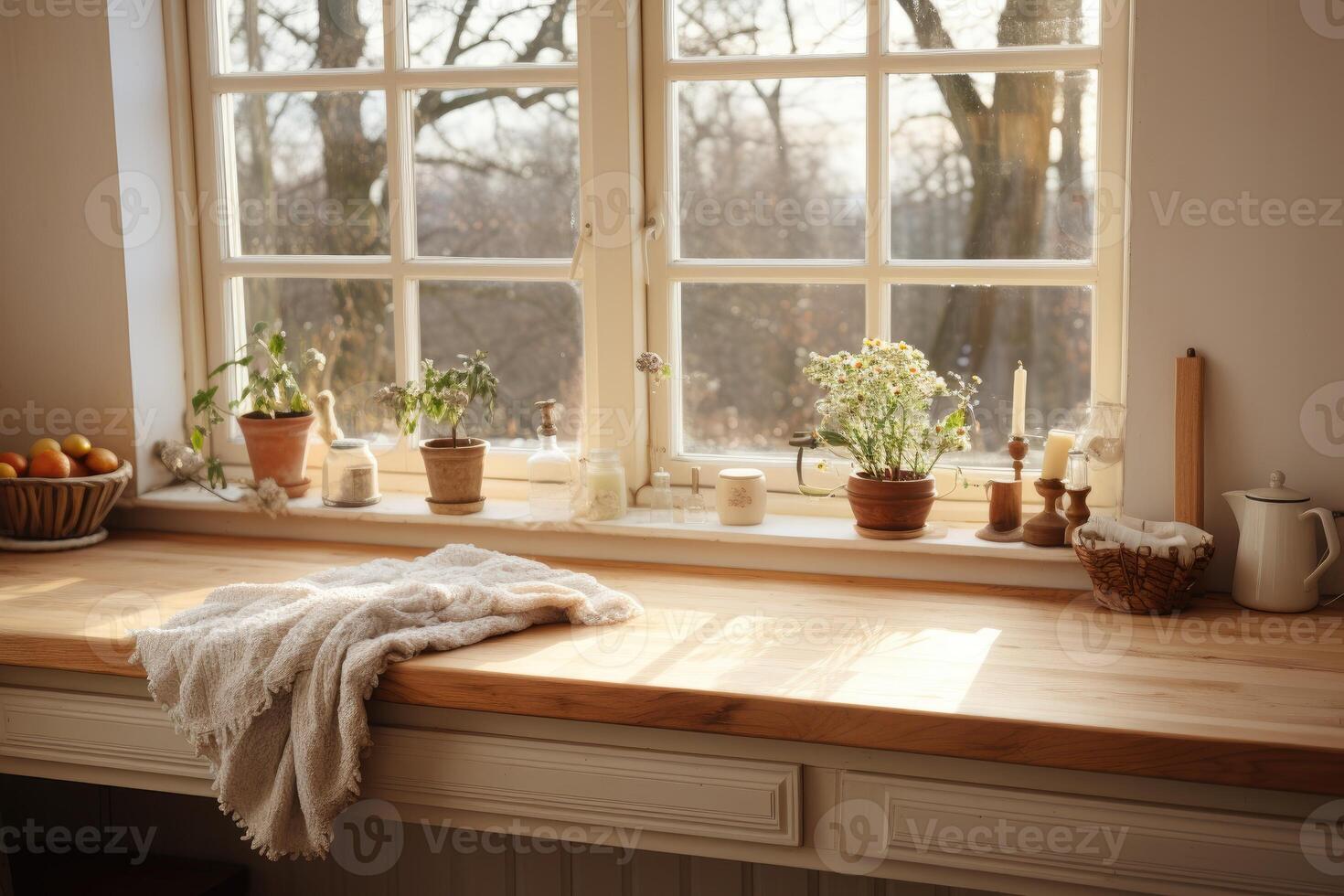 Modern kitchen interior with wooden furniture k professional advertising photography photo