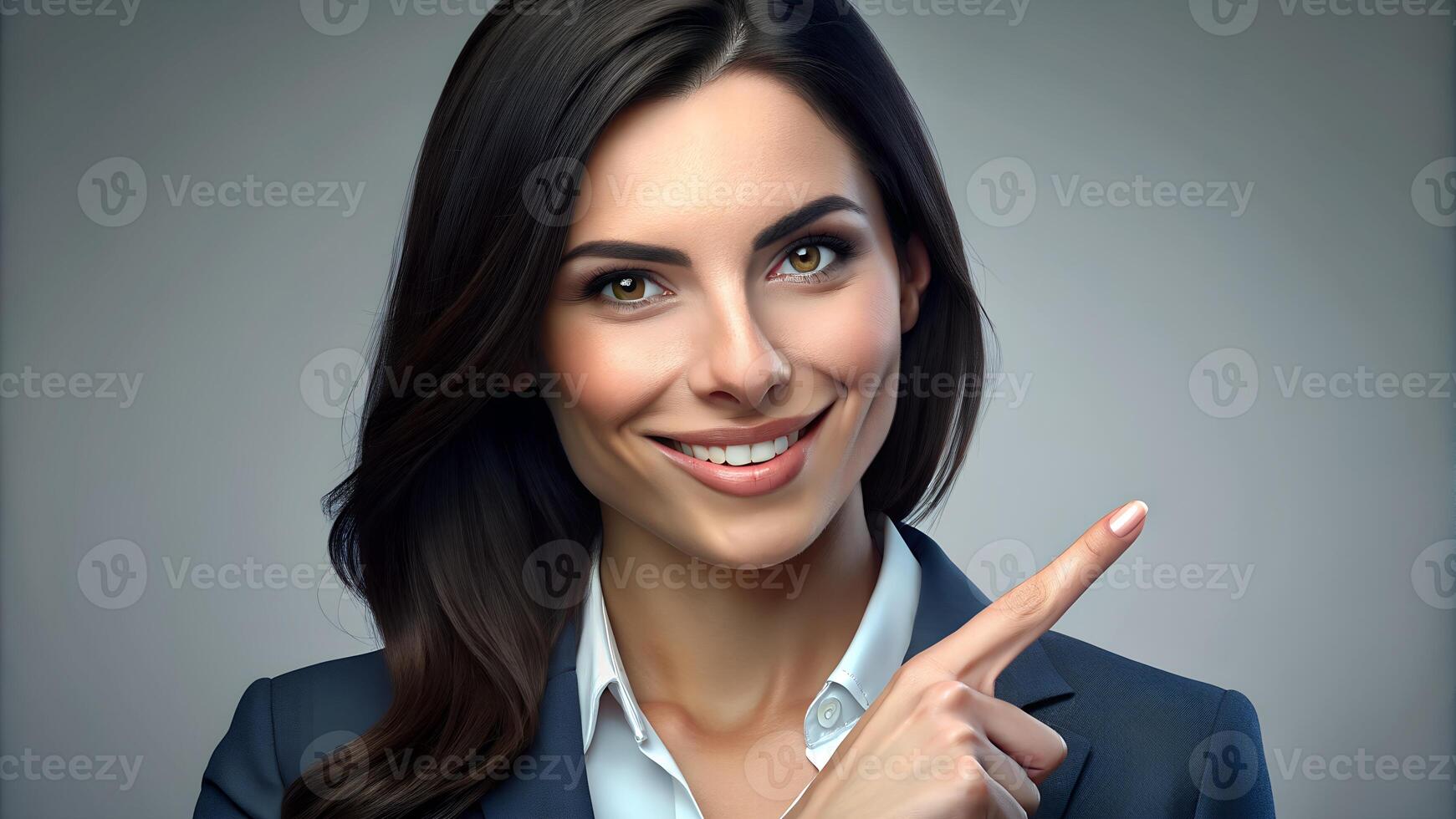 Young beautiful brunette business woman smiling photo
