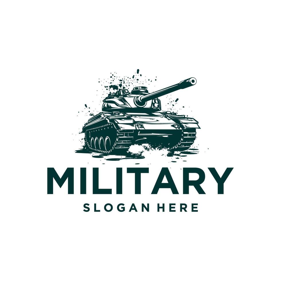 Military tank logo illustration vector