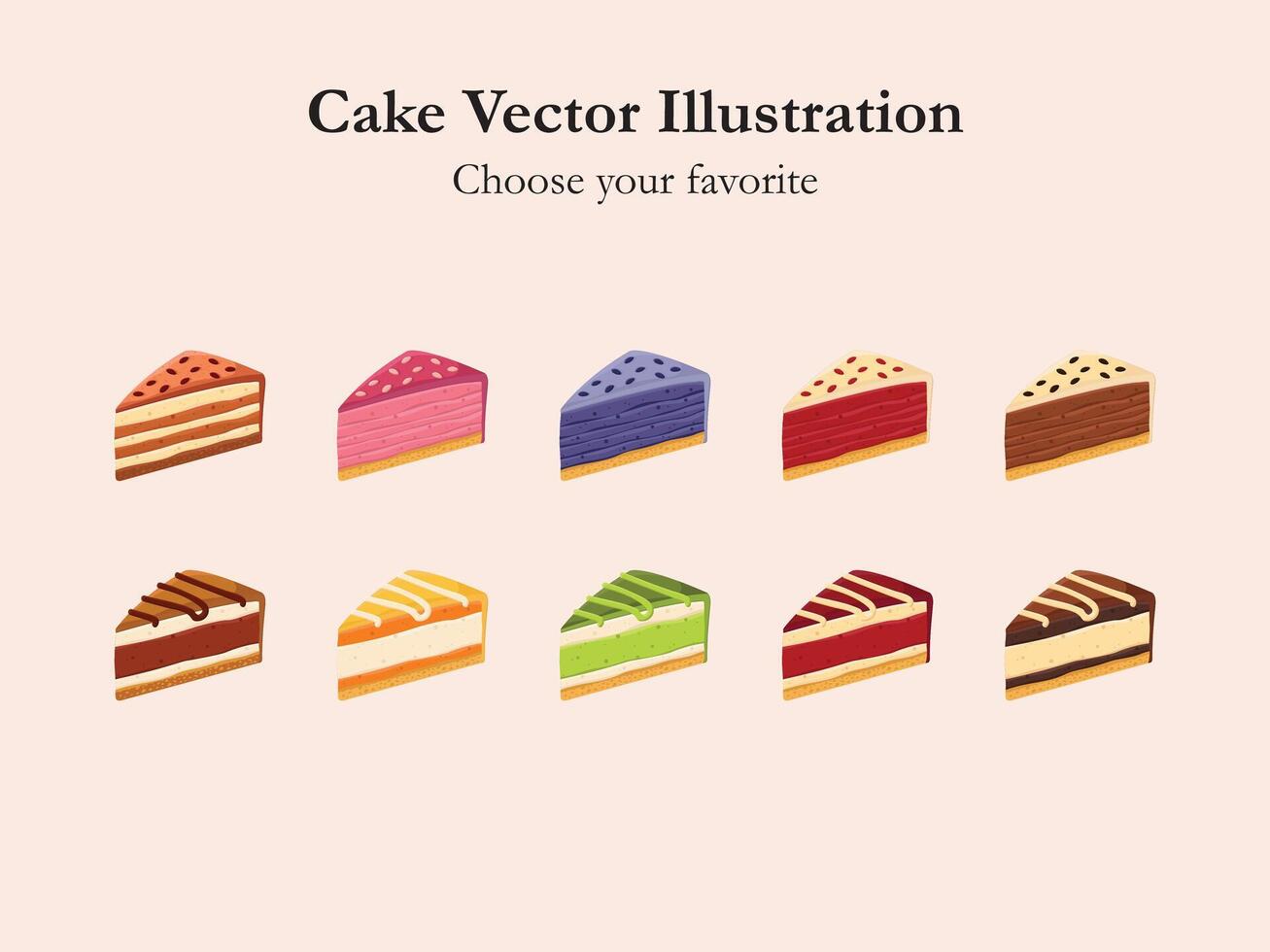 cake cartoon illustration food menu element event birthday wedding valentine collection event vector