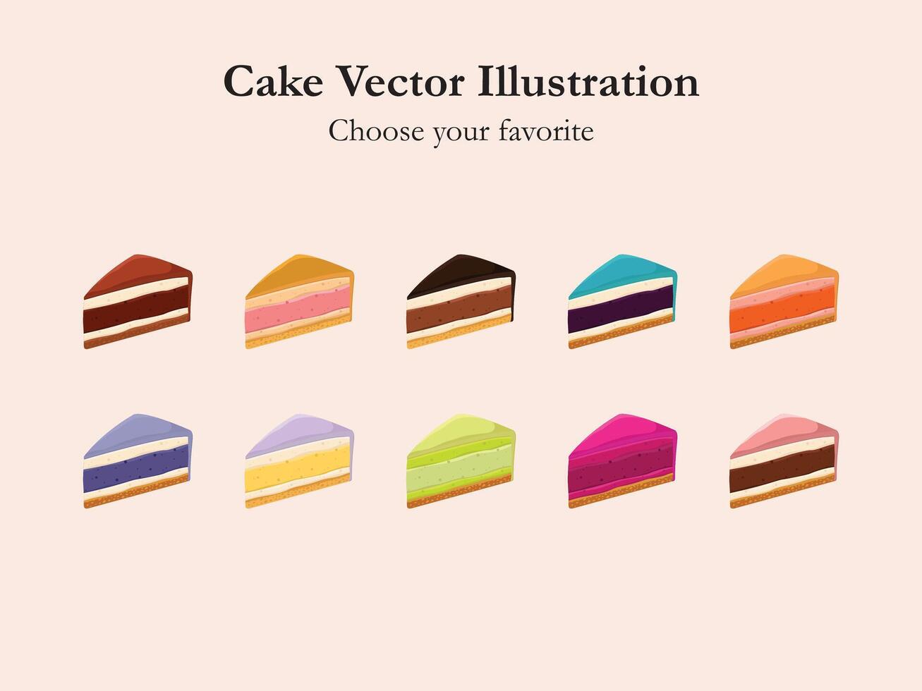 cake cartoon illustration food menu element event birthday wedding valentine collection event vector