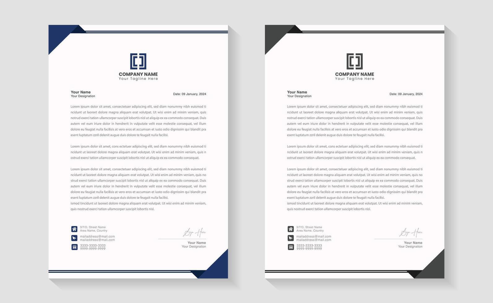 Clean business style letterhead bundle of your corporate project design. Set to print. modern business letterhead in abstract design. Elegant template design in minimalist vector