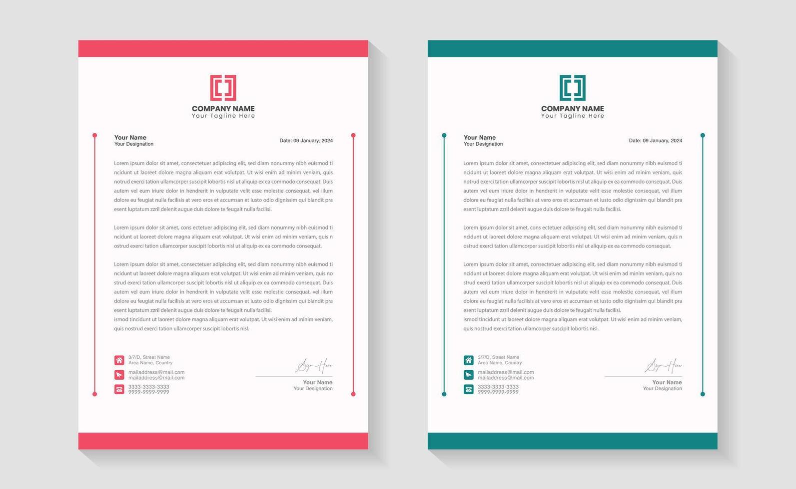 Modern clean business style letterhead bundle of corporate project design. Set to print. modern business letterhead in abstract design. Elegant template design in minimalist vector