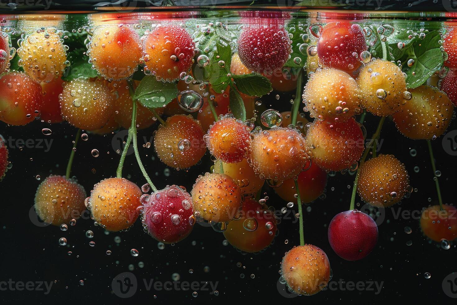 A fresh fruits or vegetables with water droplets creating a splash advertising food photography photo