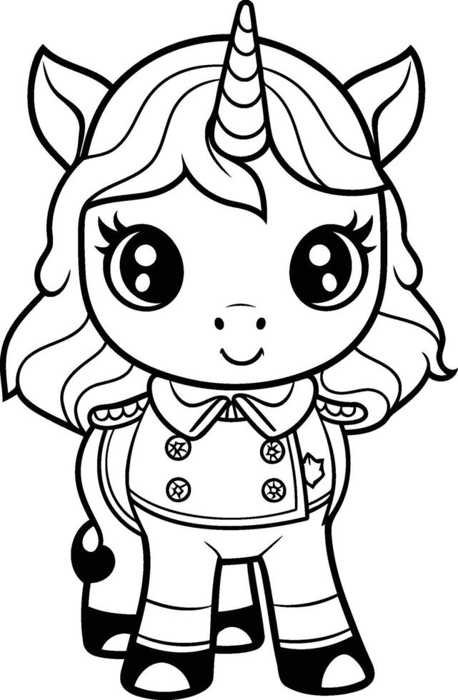 Cute little unicorn. Coloring book for children vector