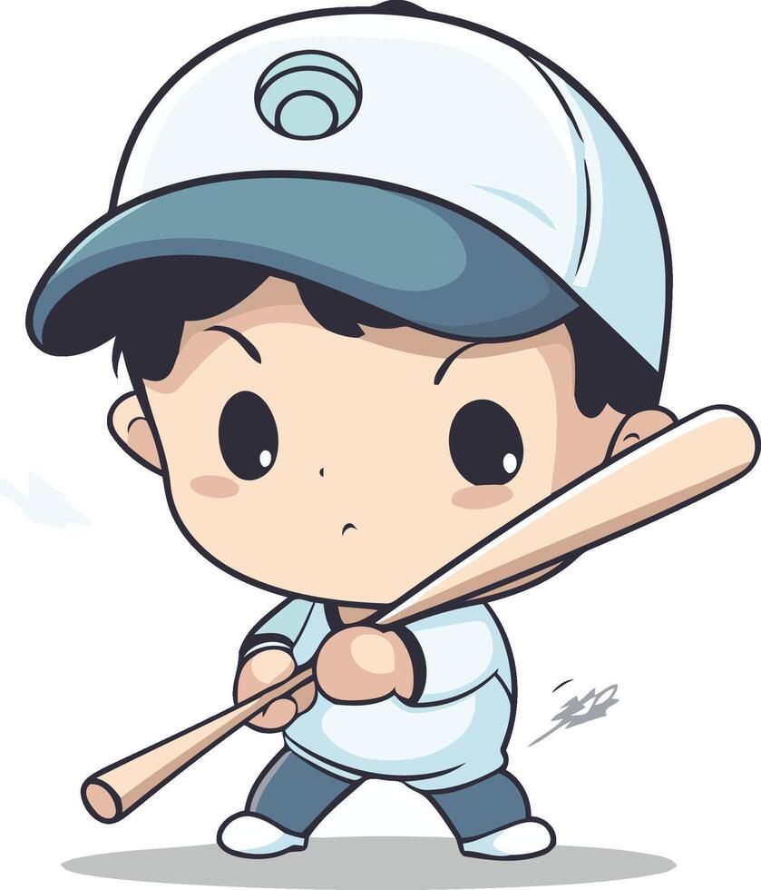 Baseball player with bat and ball cartoon character design illustration. vector