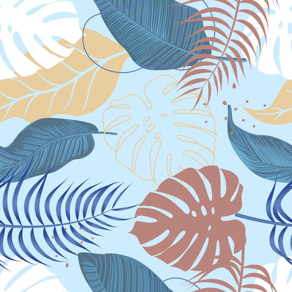 1Abstract Floral seamless pattern with leaves. tropical background vector