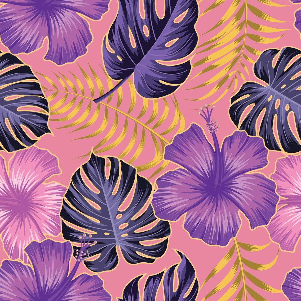 Floral seamless pattern with leaves. tropical background vector