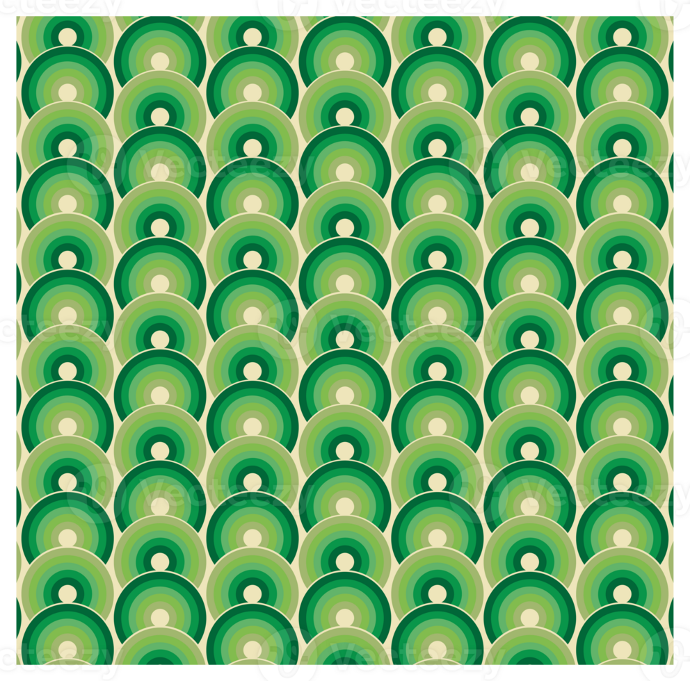 Retro Modern 1970s Style Green Circles On Cream Pattern png