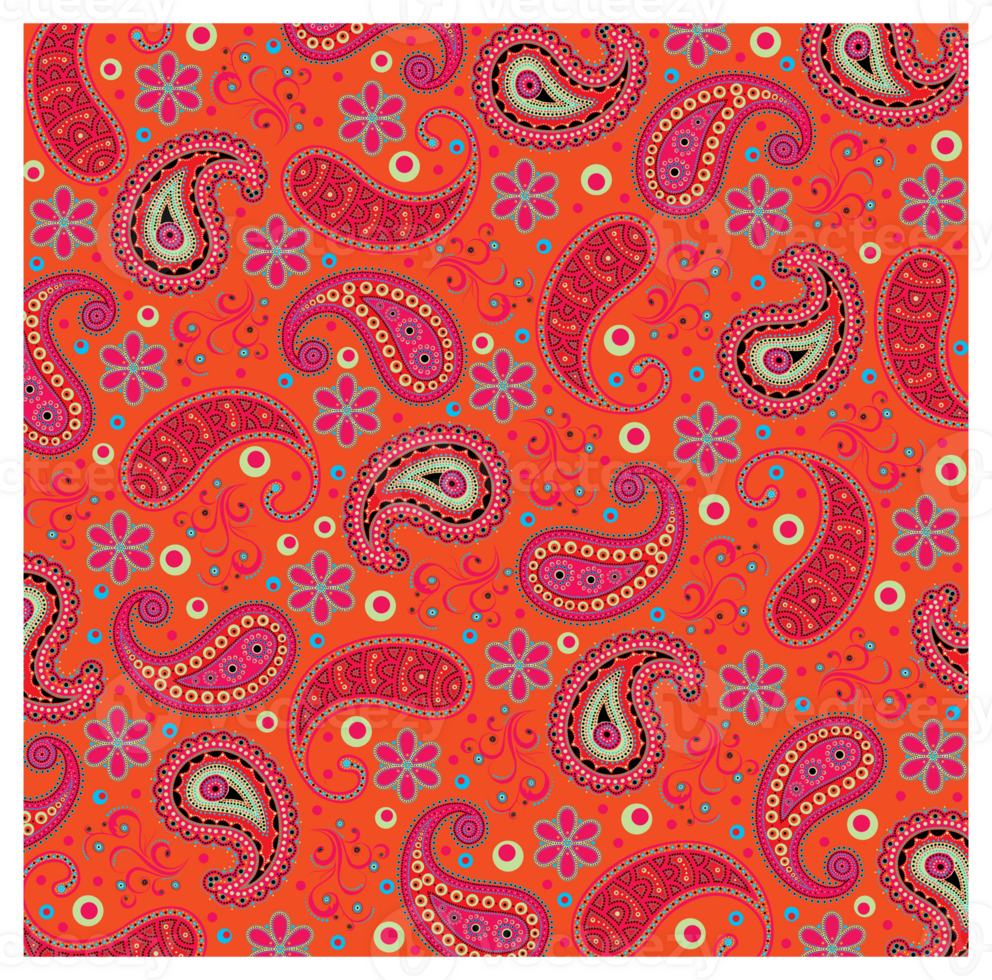 Bohemian Paisley Retro Sixties Flower Power Hippie Pattern png