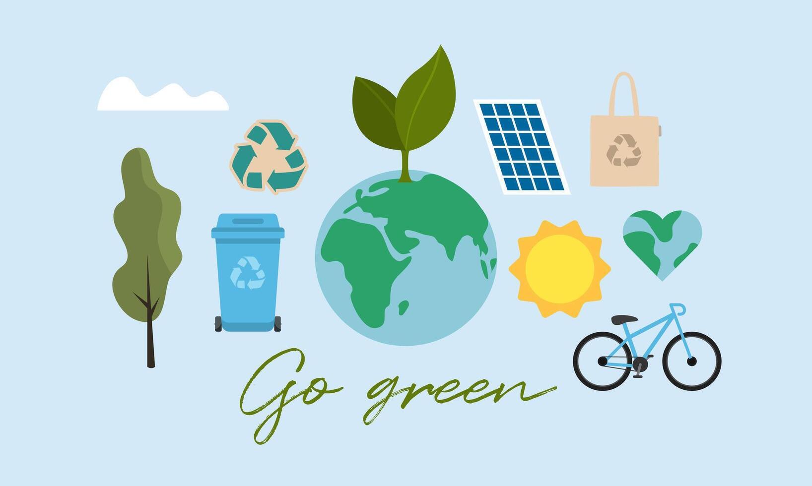 Go green. Ecology and sustainability poster. vector
