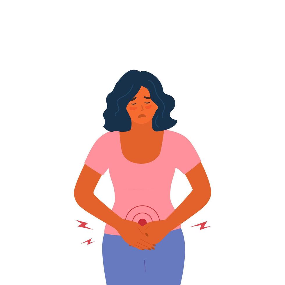 Woman with stocmach ache vector