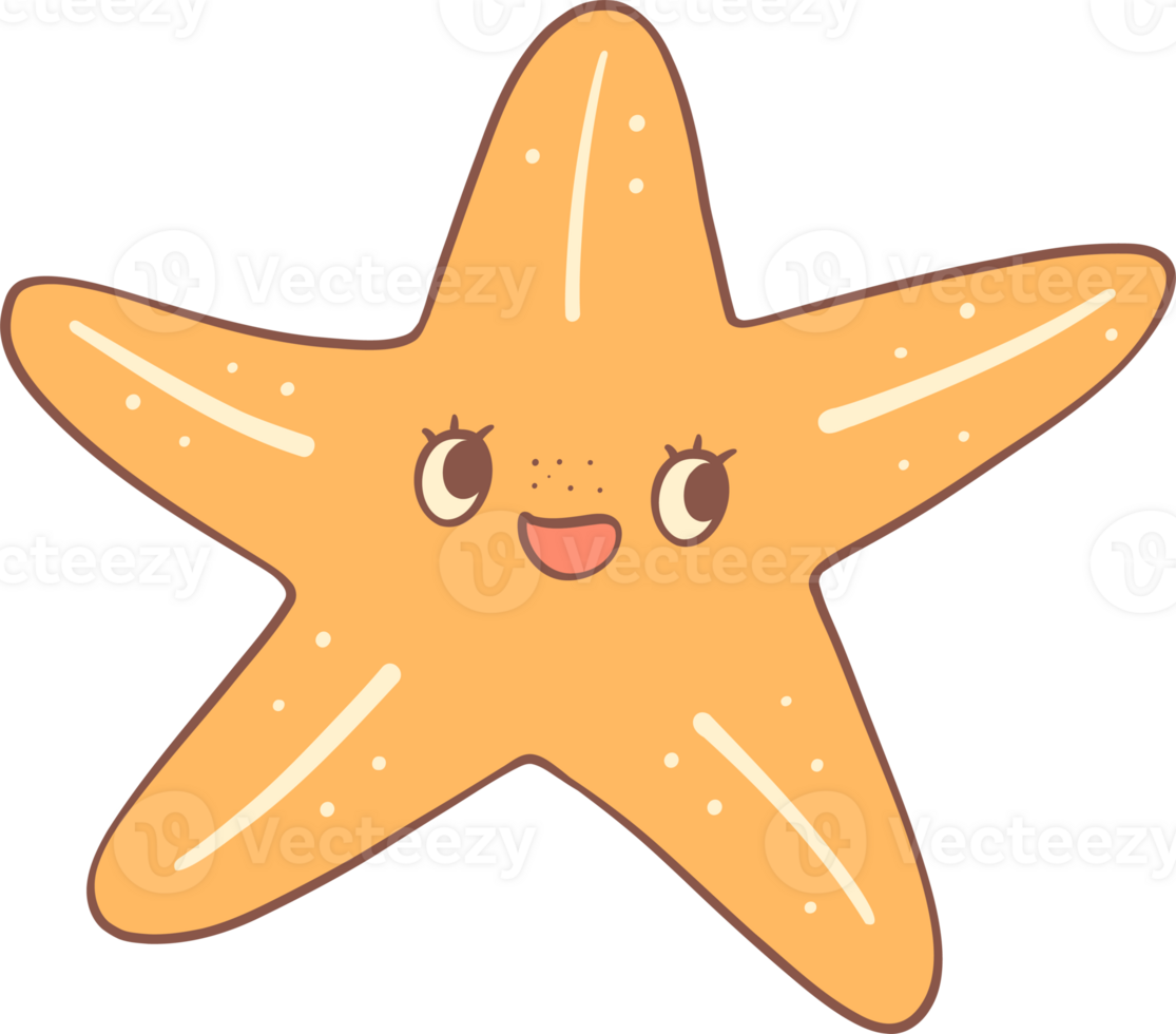 Groovy retro summer starfish png