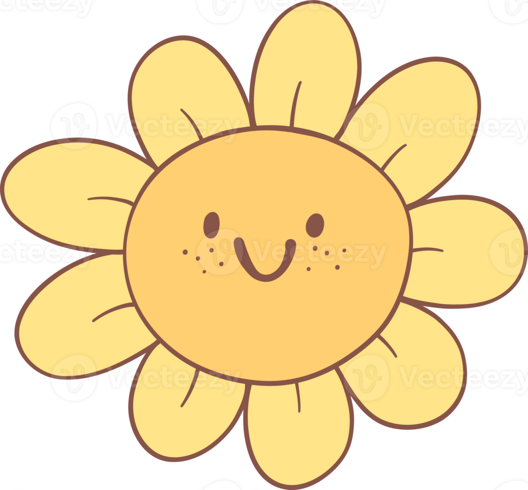 Groovy retro summer flower png