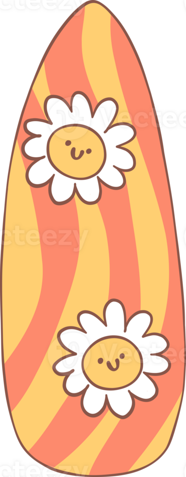 Groovy retro summer surfboard png