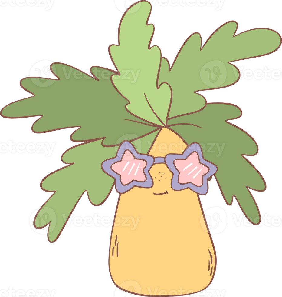 Groovy retro summer coconut tree png