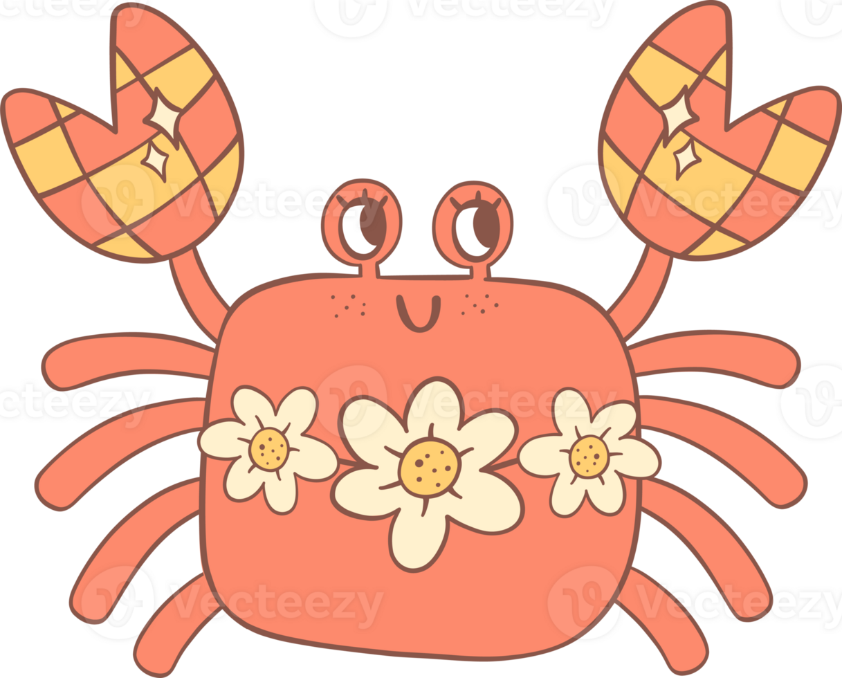 Groovy retro summer crab png