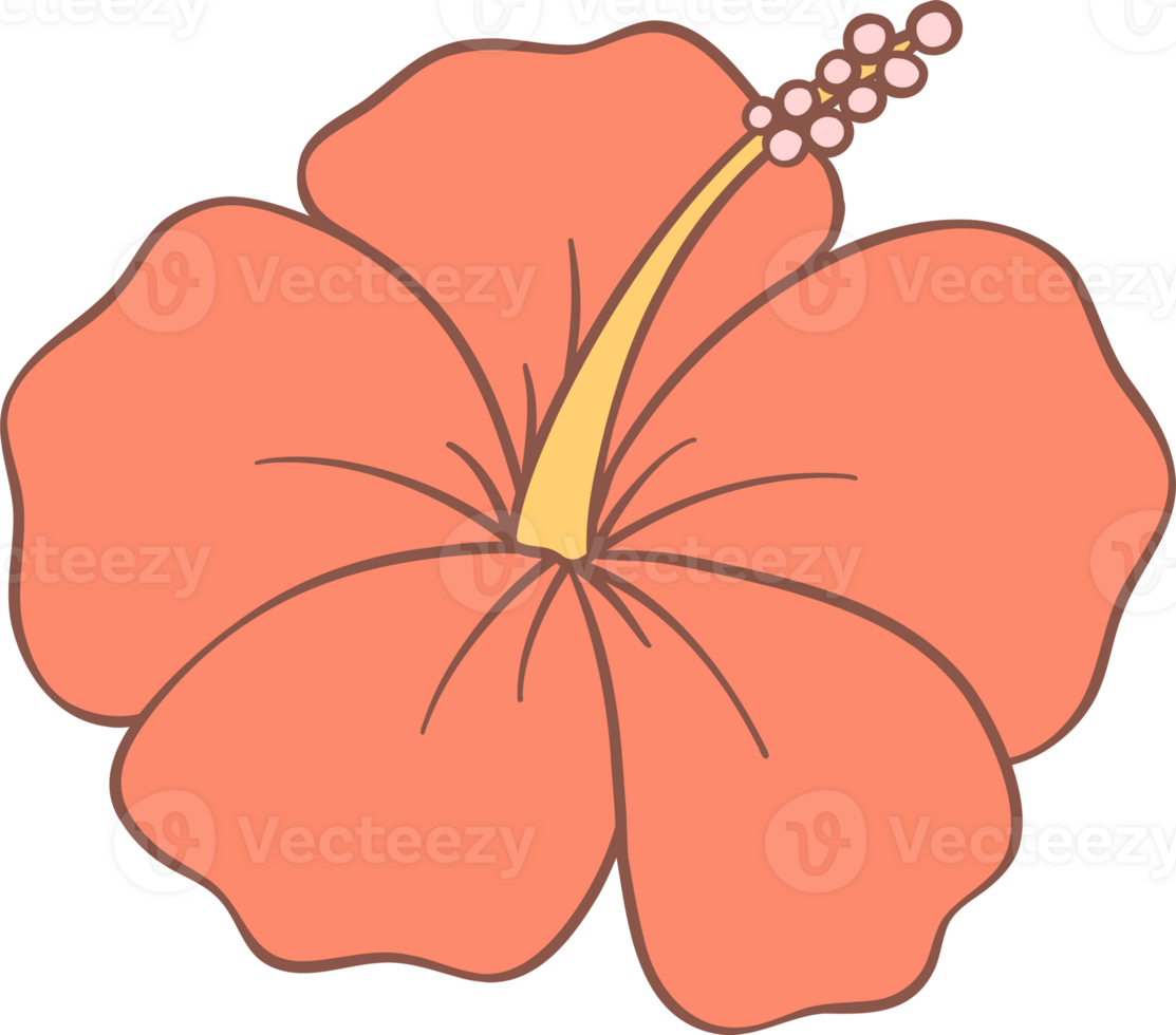 Groovy retro summer hibiscus flower png