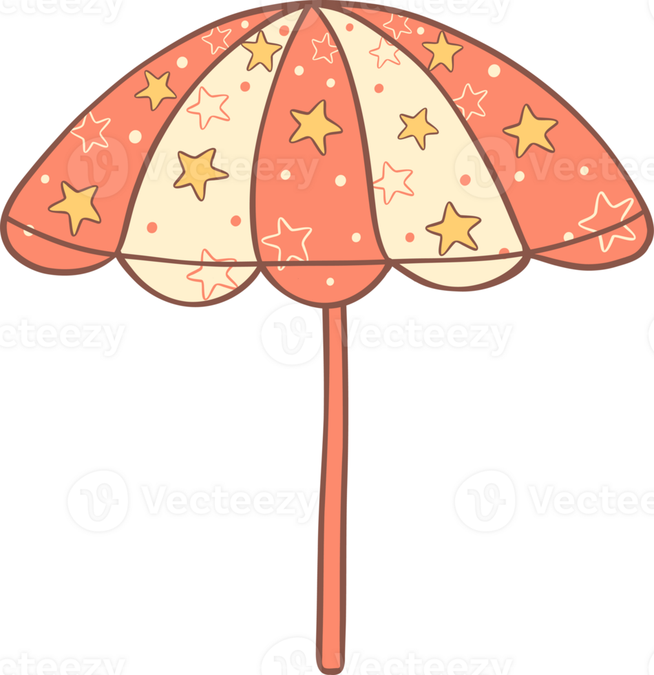 Groovy retro summer beach umbrella png