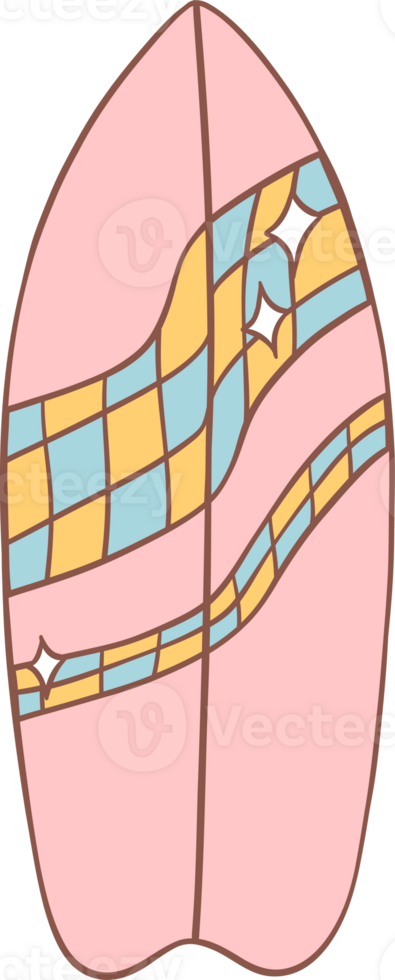 Groovy retro summer surfboard png