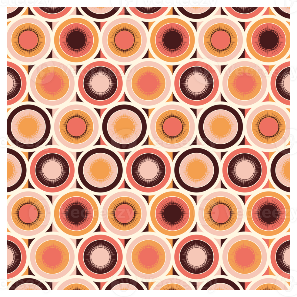 Retro 60s 70s Mid Century Circles And Suns Funky Seventies Style Pattern png