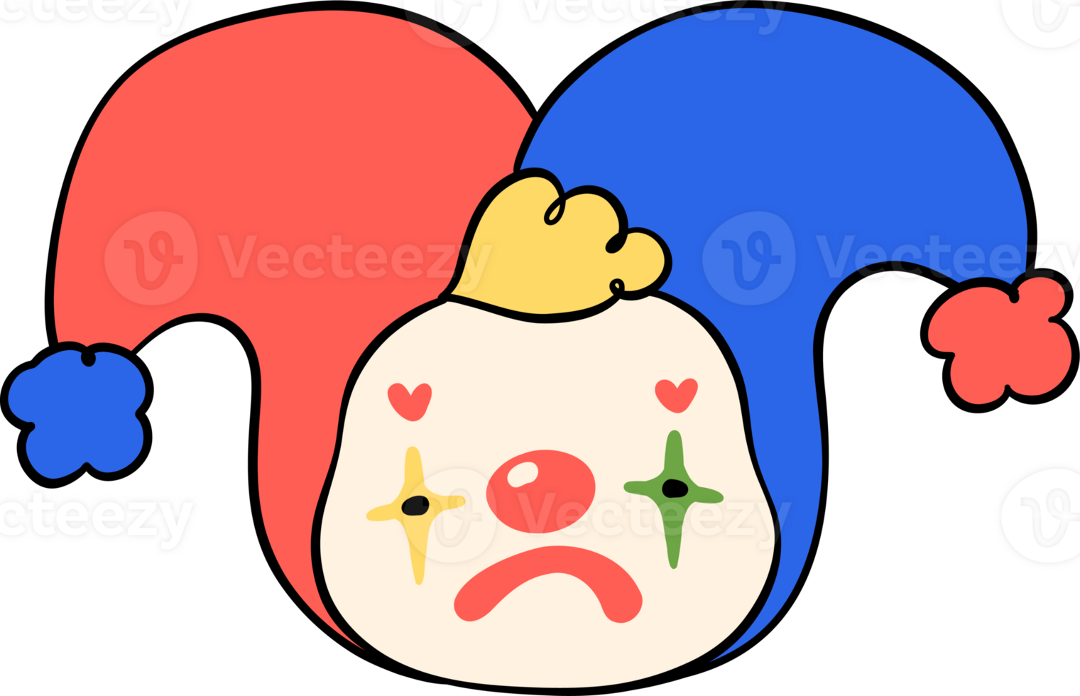 Playful Clowncore Cartoon Cute and Vibrant Doodle Drawing png