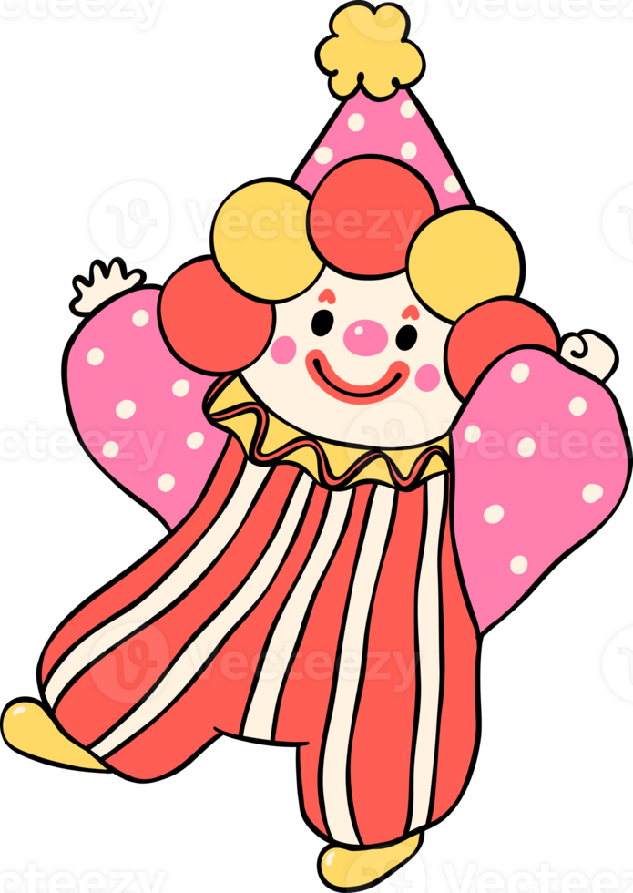 Playful Clowncore Cartoon Cute and Vibrant Doodle Drawing png