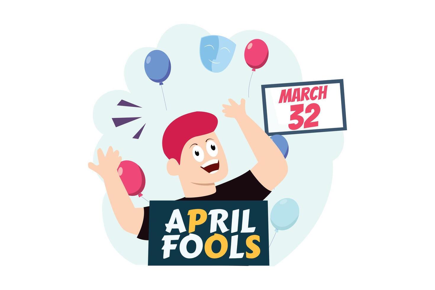 April Fools Flat Illustration Design vector