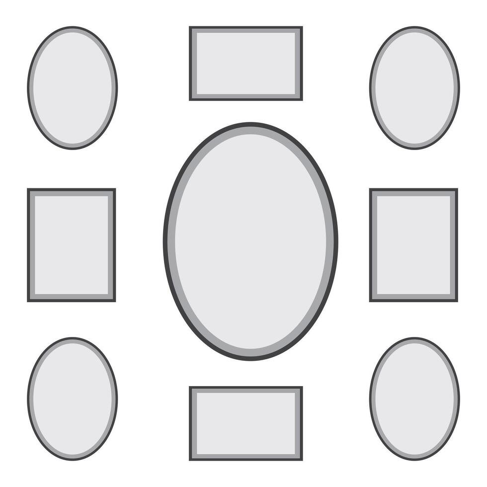 Photo frame icons. isolated picture frame mockup with shadow on white background. frame for photos, pictures, photo collage, photo puzzle. vector
