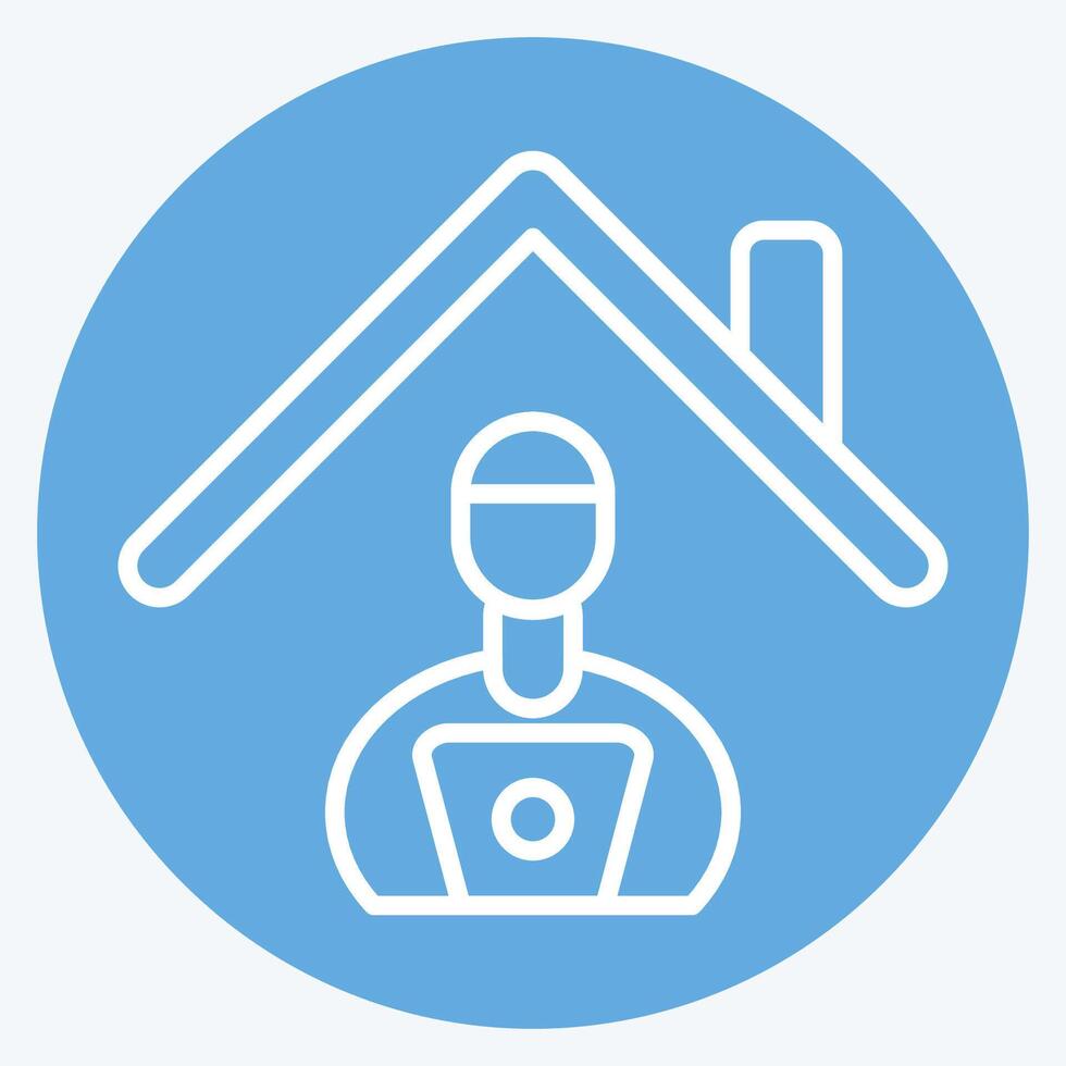 Icon Stay at Remote Working. related to Remote Working symbol. blue eyes style. simple design illustration vector