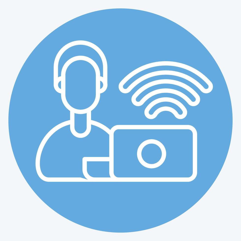 Icon Remote Working Office. related to Remote Working symbol. blue eyes style. simple design illustration vector