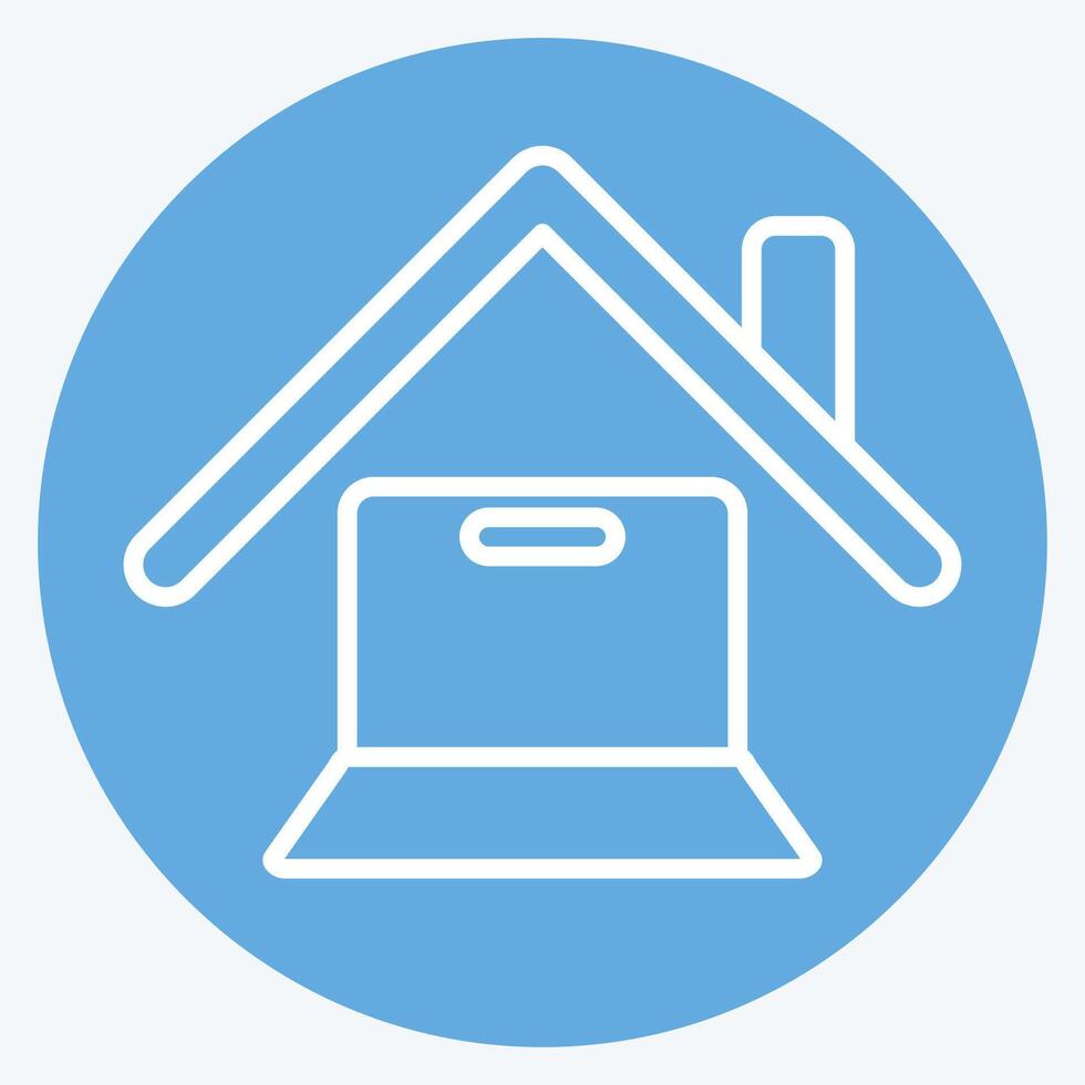 Icon Online Works. related to Remote Working symbol. blue eyes style. simple design illustration vector