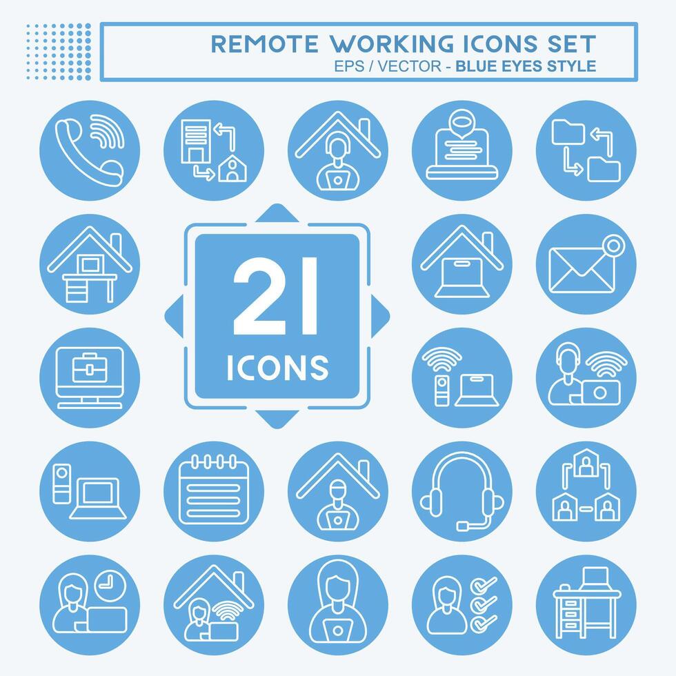 Icon Set Remote Working. related to Technology symbol. blue eyes style. simple design illustration vector