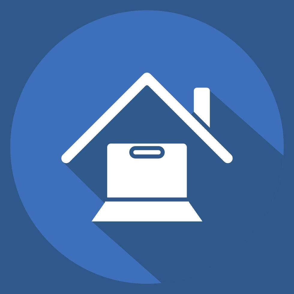 Icon Online Works. related to Remote Working symbol. long shadow style. simple design illustration vector