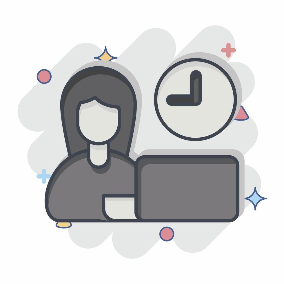 Icon Time Management. related to Remote Working symbol. comic style. simple design illustration vector