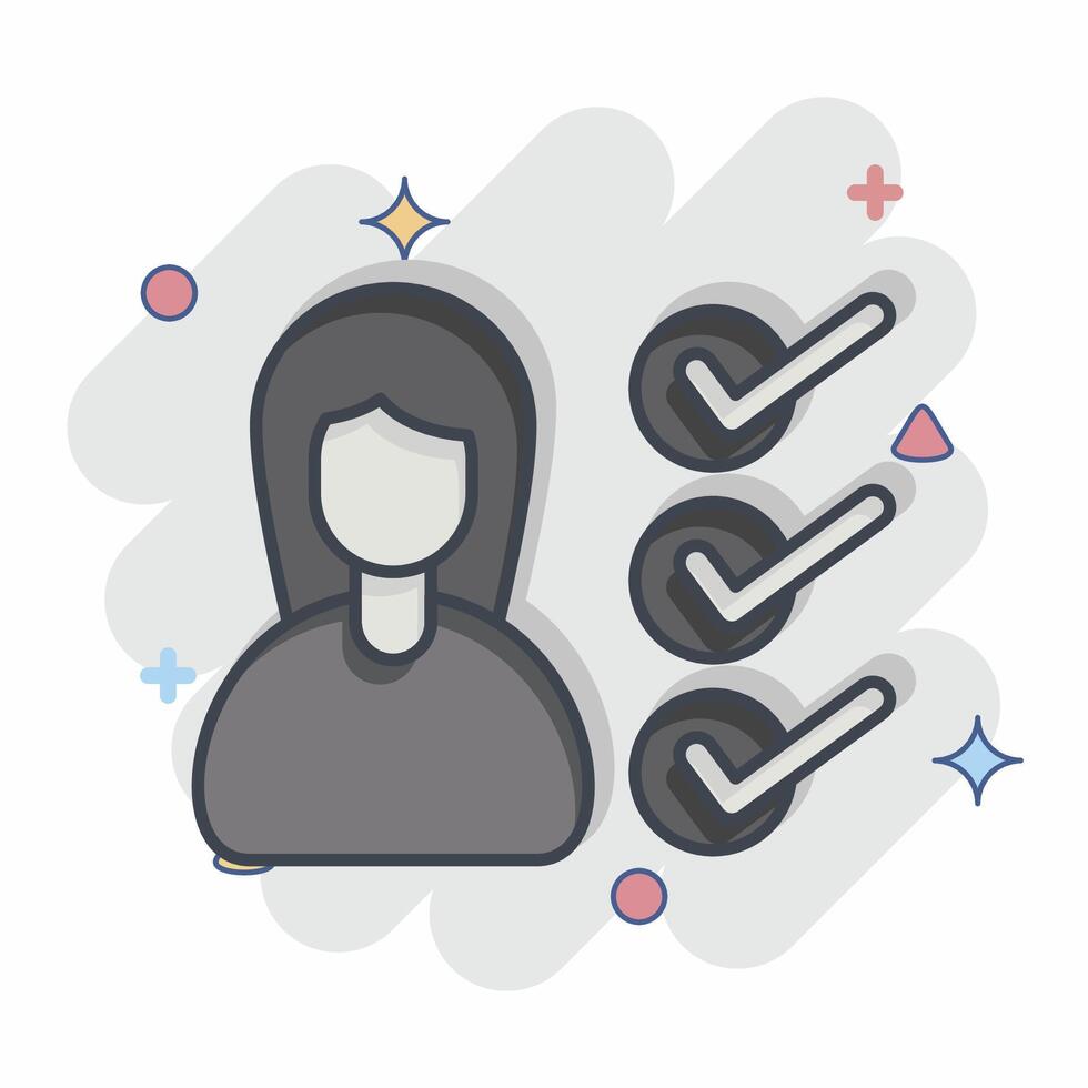 Icon Work Tasks. related to Remote Working symbol. comic style. simple design illustration vector