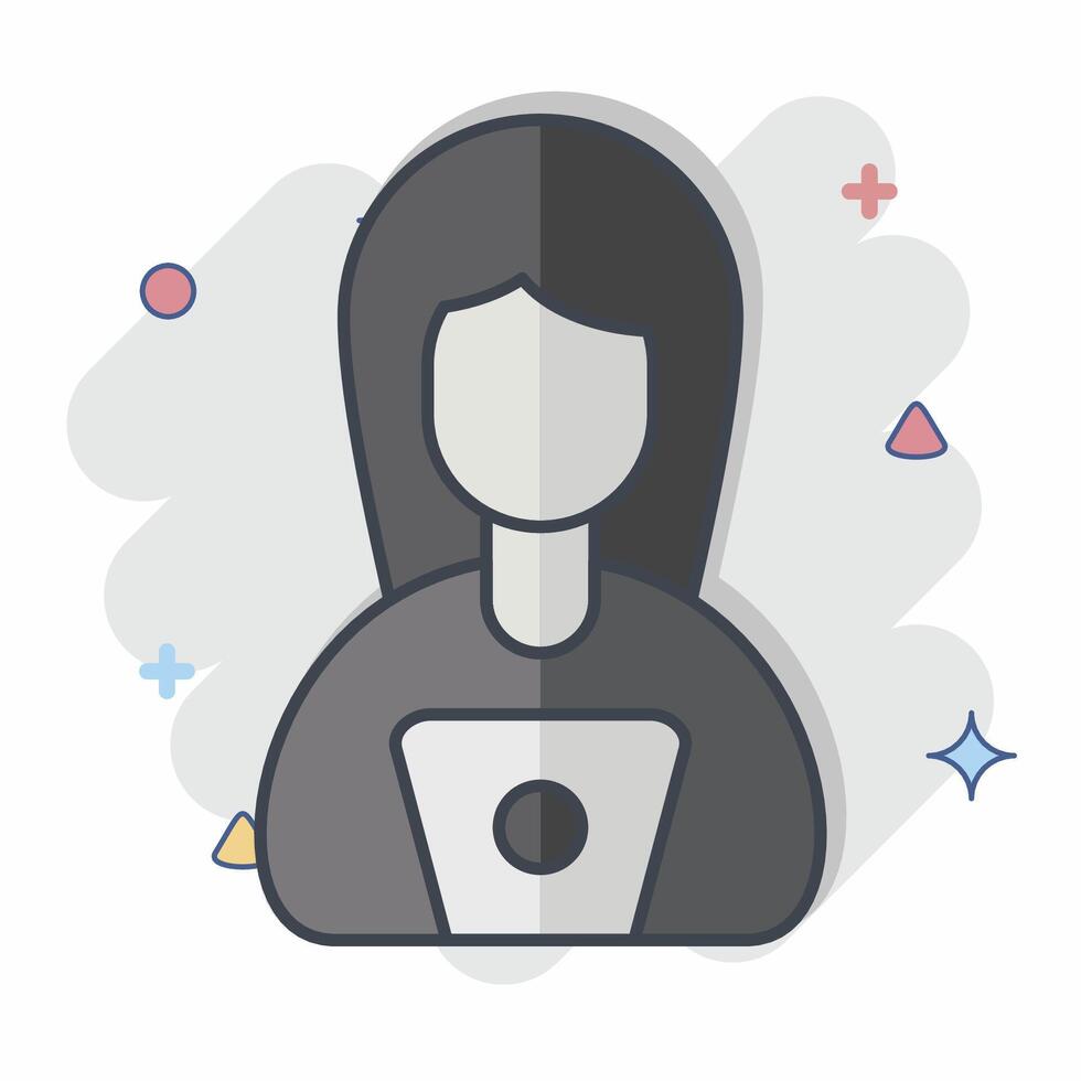 Icon Work from Remote Working. related to Remote Working symbol. comic style. simple design illustration vector