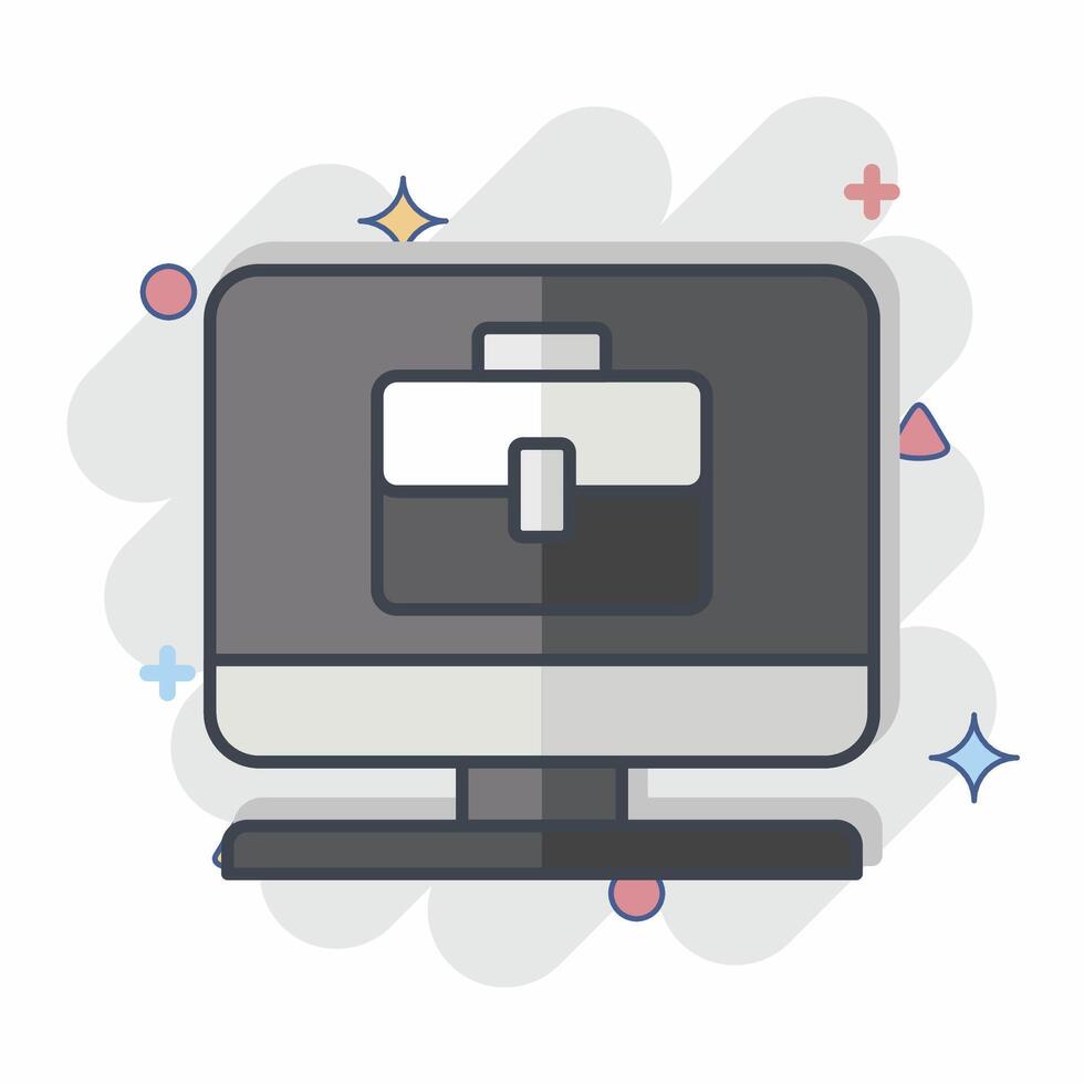 Icon Remote Worker. related to Remote Working symbol. comic style. simple design illustration vector