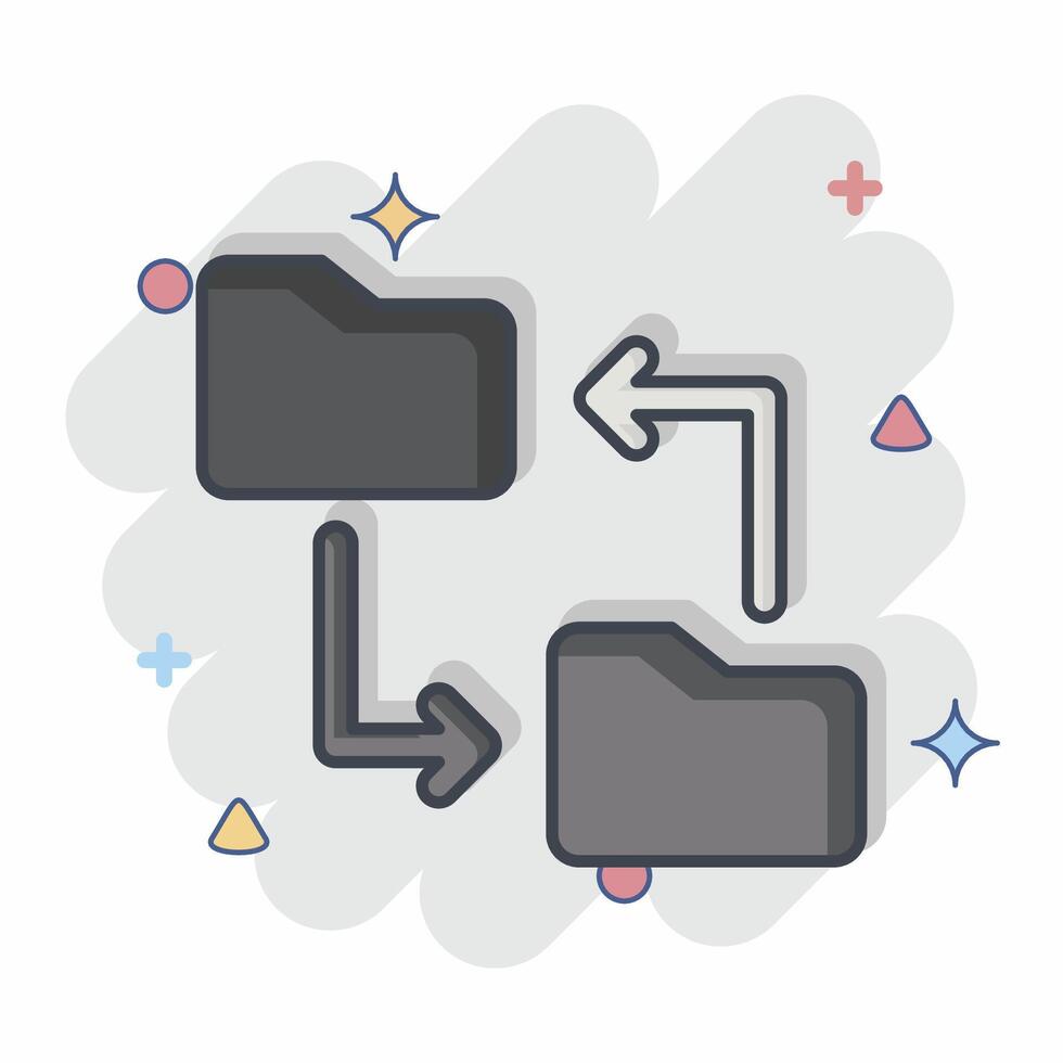 Icon File Sharing. related to Remote Working symbol. comic style. simple design illustration vector