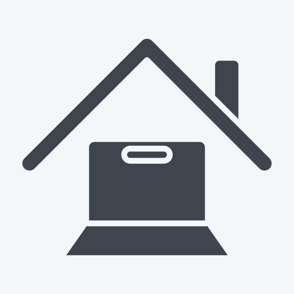 Icon Online Works. related to Remote Working symbol. glyph style. simple design illustration vector