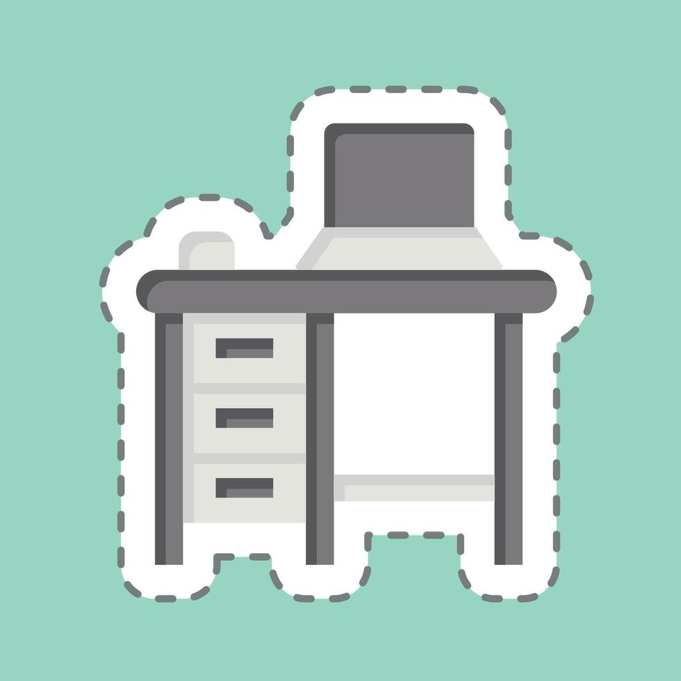 Sticker line cut Workplace. related to Remote Working symbol. simple design illustration vector