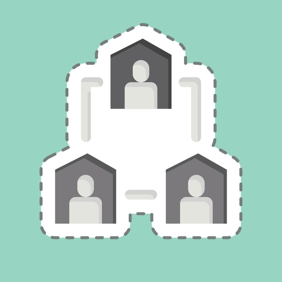 Sticker line cut Team Collaboration. related to Remote Working symbol. simple design illustration vector