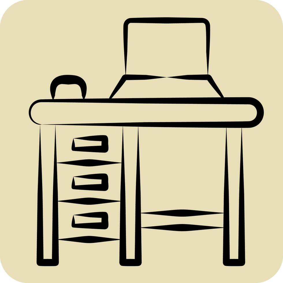 Icon Workplace. related to Remote Working symbol. hand drawn style. simple design illustration vector