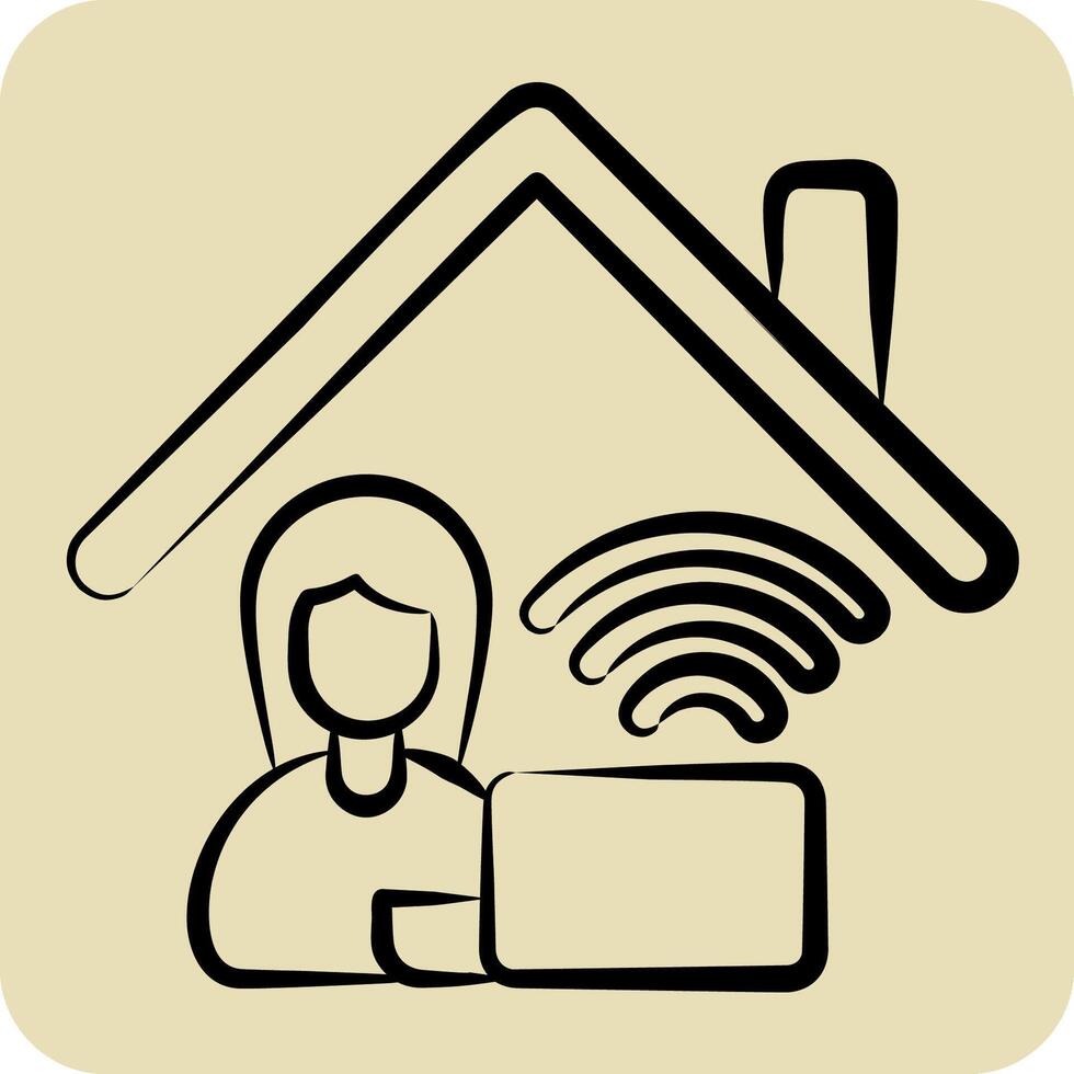 Icon Work From Remote Working 2. related to Remote Working symbol. hand drawn style. simple design illustration vector