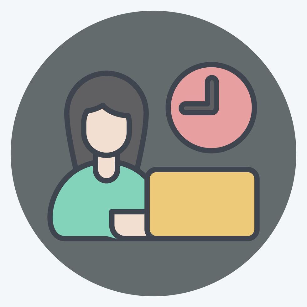 Icon Time Management. related to Remote Working symbol. color mate style. simple design illustration vector