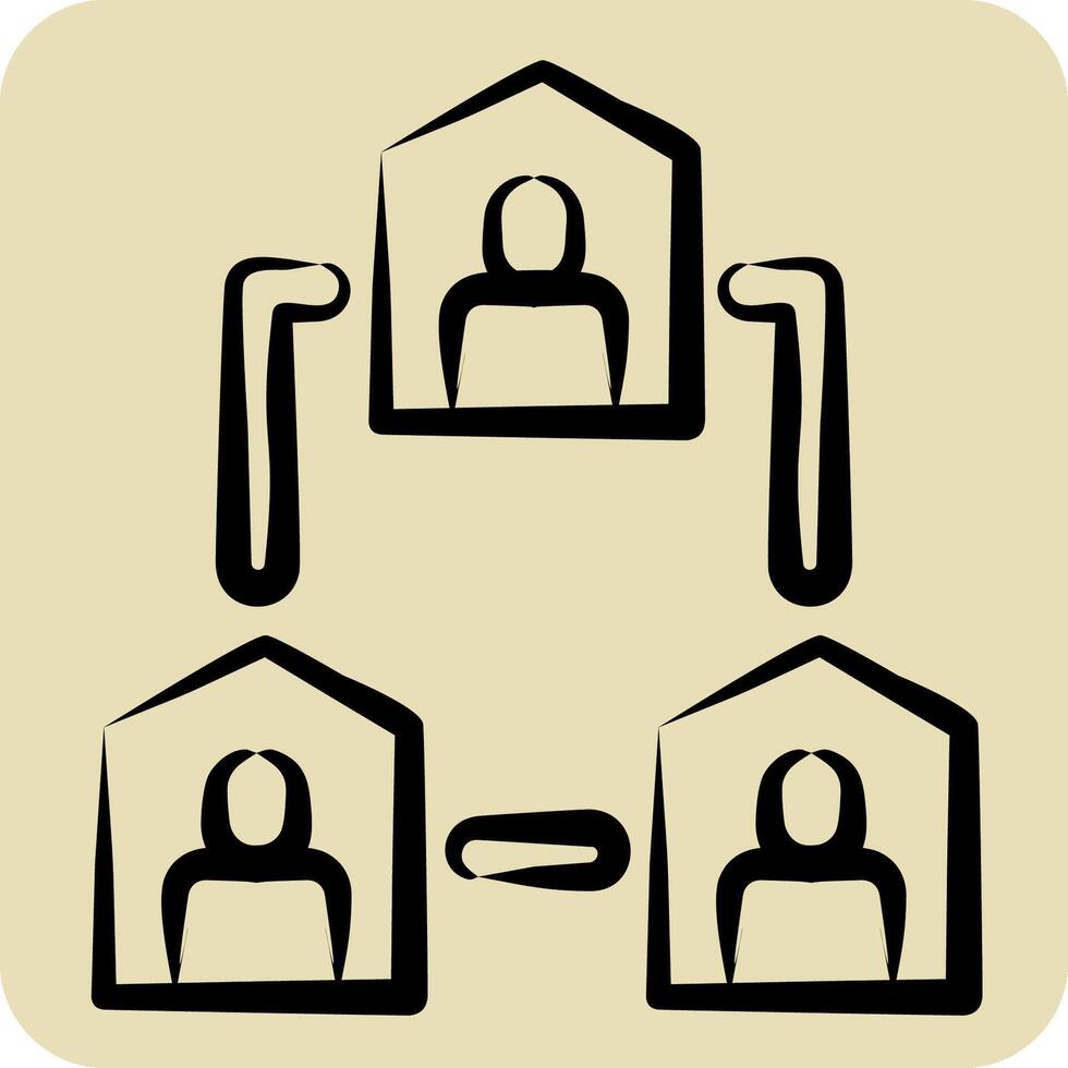Icon Team Collaboration. related to Remote Working symbol. hand drawn style. simple design illustration vector