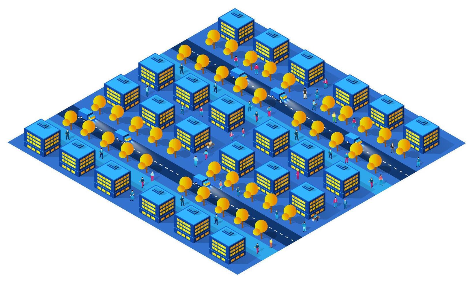 Isometric 3D illustration of the city quarter with houses vector