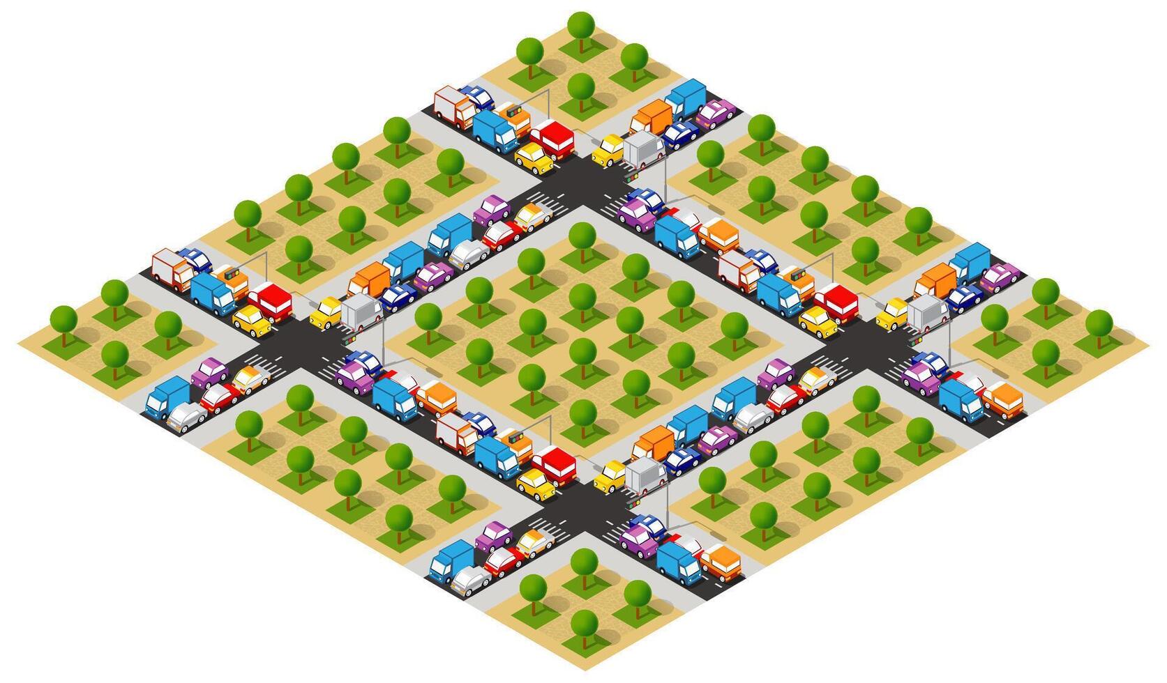 Isometric urban megalopolis top view of the city infrastructure town, street modern, real structure, architecture 3d illustration elements different buildings vector