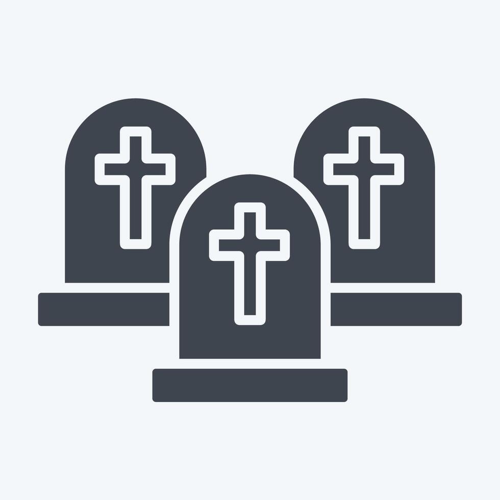 Icon Graveyard. related to Halloween symbol. glyph style. simple design illustration vector